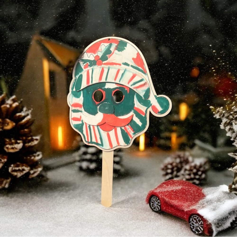 Anthropologie Festive Santa Art with Red and Green